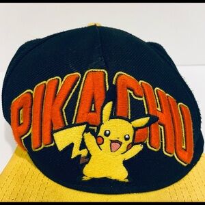 Pikachu Pokemon Video Game Black Snapback Adjustable Adult Baseball Cap